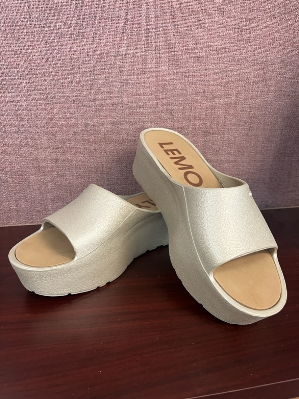 Lemon Jelly Champagne Sunny Platform Sandals Slides Waterproof Comfort Size 7